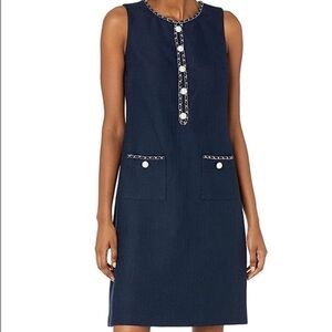 Karl Lagerfeld Blue and White Sheath Mini Dress